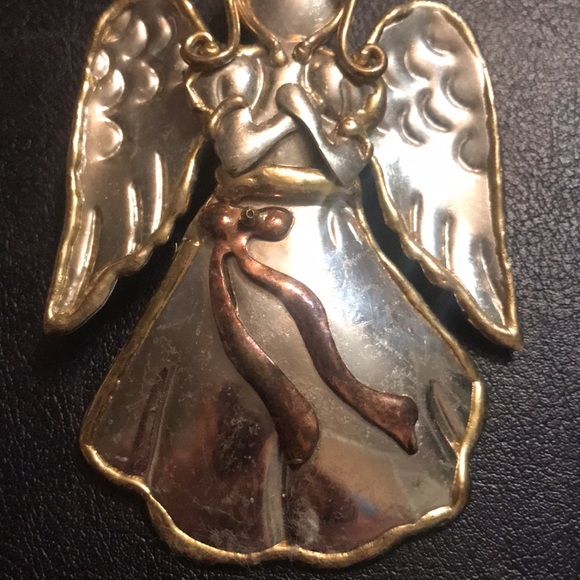 ANGEL mixed metal designer signed SJ brooch / pendant - Picture 3 of 7